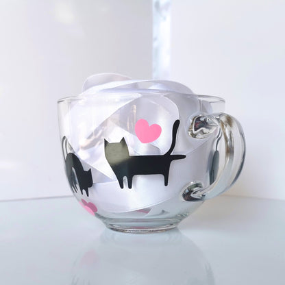 Large Glass Coffee Mug - "Black Cat Lover"