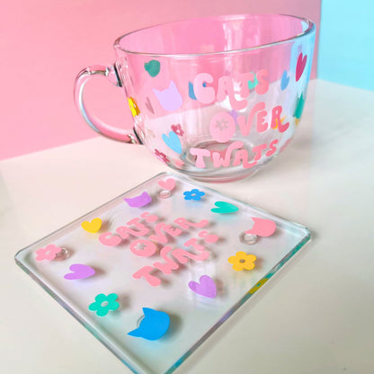 Large Glass Coffee Mug - "Cats Over Twats"