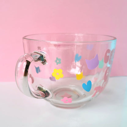Large Glass Coffee Mug - "Cats Over Twats"